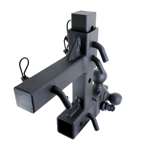 The Commander - Patriot Hitches 2" Adjustable Drop Hitch Adapter - 11" Rise/Drop - 10K w/ 4-Way 3-Ball Mount - Black Texture Accent