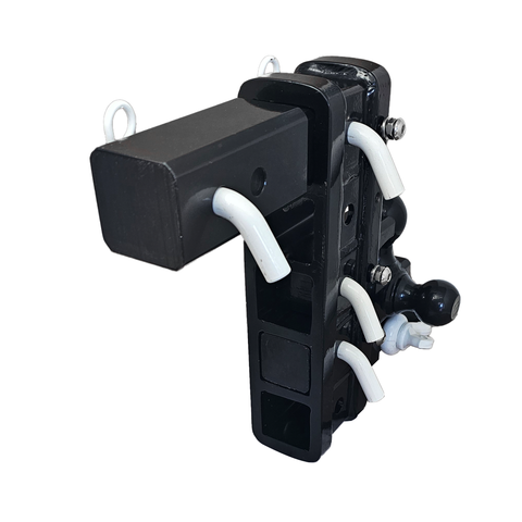 The Patriot - Patriot Hitches 8-Way 3-Ball Mount w/ Adjustable Stacked Receivers – 2-1/2" Hitch – 25K – White Accent (Black Gloss)