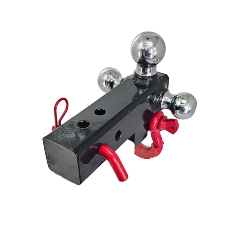 The Captain 4 in 1 - Patriot Hitches 4-Way 3-Ball Mount for 2-1/2" Hitches - The Captain - 30K - Red Accent (Black Gloss - Chrome)