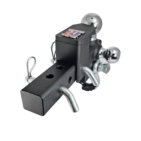 The Captain 5 in 1 - Patriot Hitches 5-Way 3-Ball Mount for 2" Hitches - The Captain - 30K – Silver Accent (Texture Chrome)