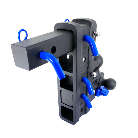 The Patriot - Patriot Hitches 8-Way 3-Ball Mount w/ Adjustable Stacked Receivers - 2" Hitch – 25K – Blue Accent