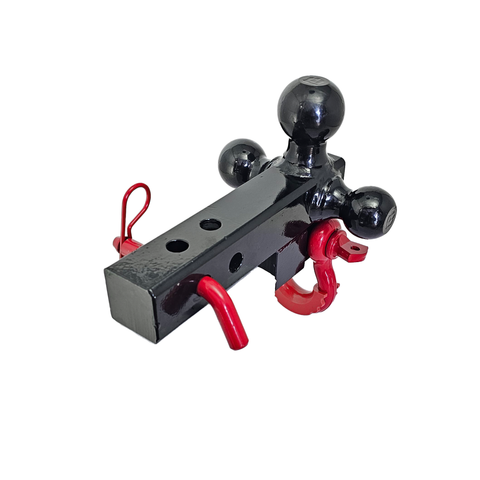 The Captain 4 in 1 - Patriot Hitches 4-Way 3-Ball Mount for 2" Hitches - The Captain - 30K - Red Accent (Black Gloss)