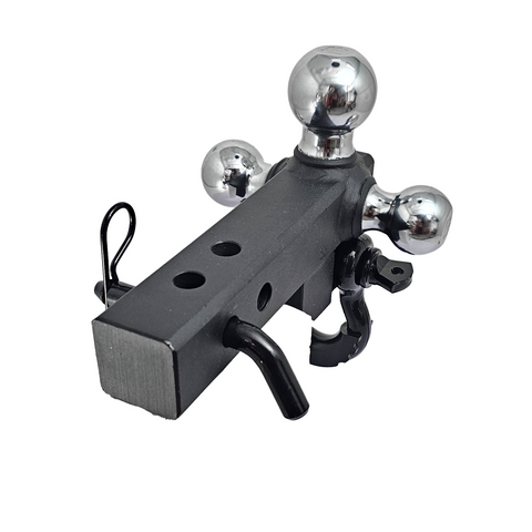 The Captain 4 in 1 - Patriot Hitches 4-Way 3-Ball Mount for 2" Hitches - The Captain - 30K - Black Gloss Accent (Texture Chrome)