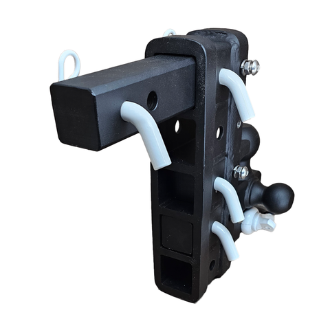 The Patriot - Patriot Hitches 8-Way 3-Ball Mount w/ Adjustable Stacked Receivers - 2" Hitch – 25K – White Accent