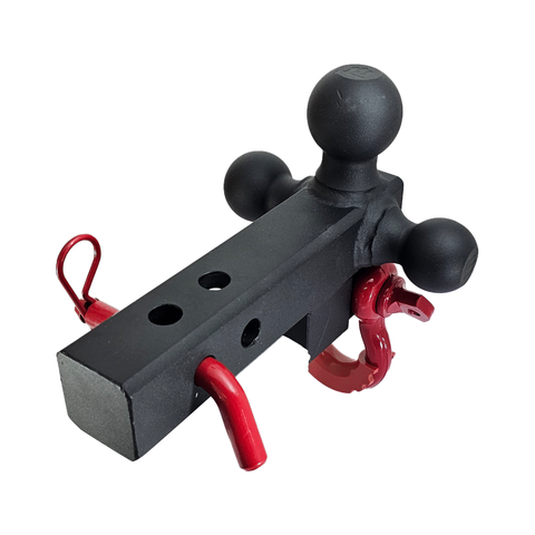 The Captain 4 in 1 - Patriot Hitches 4-Way 3-Ball Mount for 2" Hitches - The Captain - 30K - Red Accent