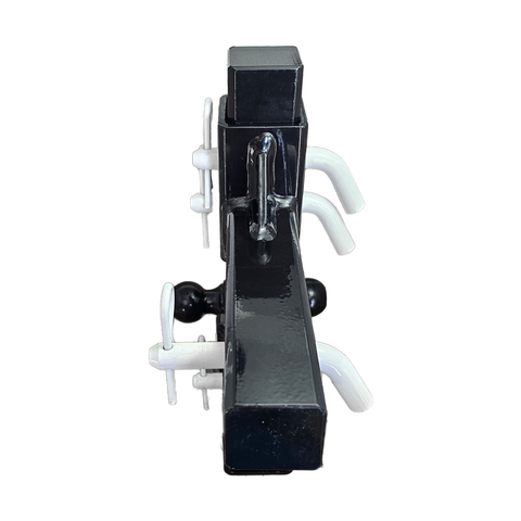 The Commander - Patriot Hitches 2" Adjustable Drop Hitch Adapter - 11" Rise/Drop - 10K w/ 4-Way 3-Ball Mount - White Accent (Black Gloss)