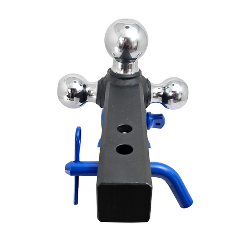 The Captain 4 in 1 - Patriot Hitches 4-Way 3-Ball Mount for 2" Hitches - The Captain - 30K - Blue Accent (Texture Chrome)