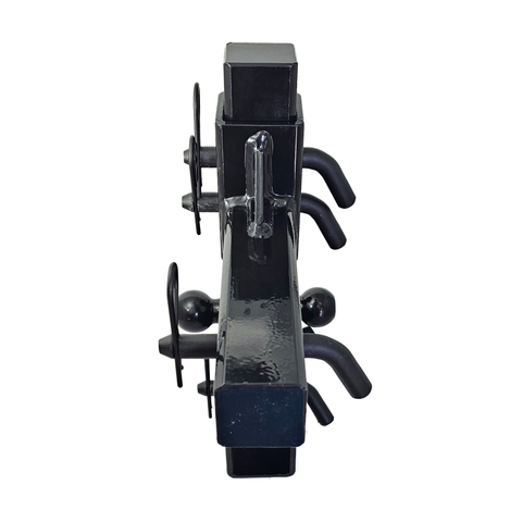 The Commander - Patriot Hitches 2" Adjustable Drop Hitch Adapter - 11" Rise/Drop - 10K w/ 4-Way 3-Ball Mount - Black Texture Accent (Black Gloss)