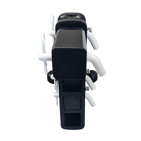 The Patriot - Patriot Hitches 8-Way 3-Ball Mount w/ Adjustable Stacked Receivers – 2-1/2" Hitch – 25K – White Accent (Black Gloss)