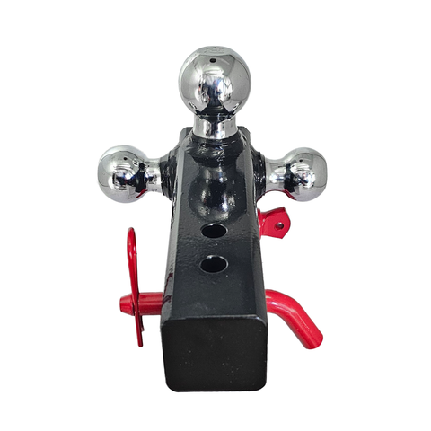 The Captain 4 in 1 - Patriot Hitches 4-Way 3-Ball Mount for 2-1/2" Hitches - The Captain - 30K - Red Accent (Black Gloss - Chrome)