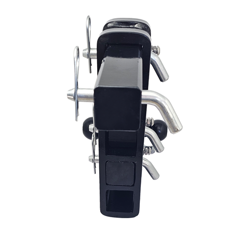 The Patriot - Patriot Hitches 8-Way 3-Ball Mount w/ Adjustable Stacked Receivers - 2" Hitch – 25K – Silver Accent (Black Gloss)