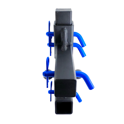 The Commander - Patriot Hitches 2" Adjustable Drop Hitch Adapter - 11" Rise/Drop - 10K w/ 4-Way 3-Ball Mount - Blue Accent