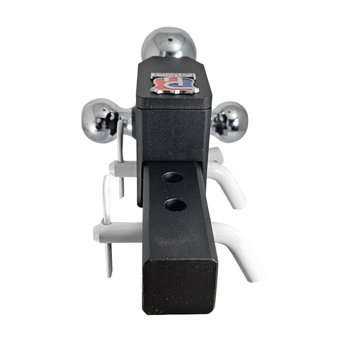 The Captain 5 in 1 - Patriot Hitches 5-Way 3-Ball Mount for 2" Hitches - The Captain - 30K – White Accent (Texture Chrome)