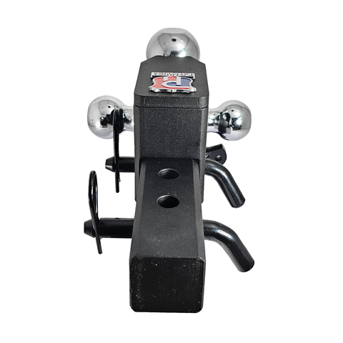 The Captain 5 in 1 - Patriot Hitches 5-Way 3-Ball Mount for 2" Hitches - The Captain - 30K – Black Gloss Accent (Texture Chrome)