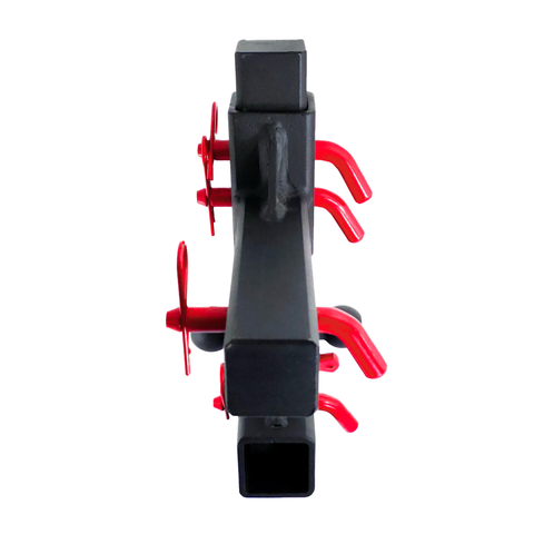 The Commander - Patriot Hitches 2" Adjustable Drop Hitch Adapter - 11" Rise/Drop - 10K w/ 4-Way 3-Ball Mount - Red Accent