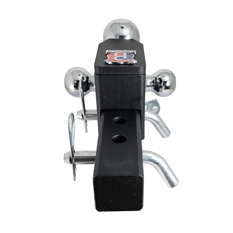 The Captain 5 in 1 - Patriot Hitches 5-Way 3-Ball Mount for 2" Hitches - The Captain - 30K – Silver Accent (Texture Chrome)