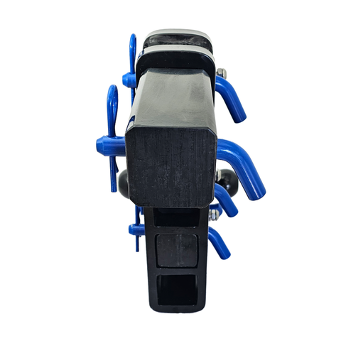 The Patriot - Patriot Hitches 8-Way 3-Ball Mount w/ Adjustable Stacked Receivers – 2-1/2" Hitch – 25K – Blue Accent (Black Gloss)