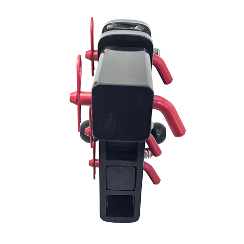 The Patriot - Patriot Hitches 8-Way 3-Ball Mount w/ Adjustable Stacked Receivers – 2-1/2" Hitch – 25K – Red Accent (Black Gloss)