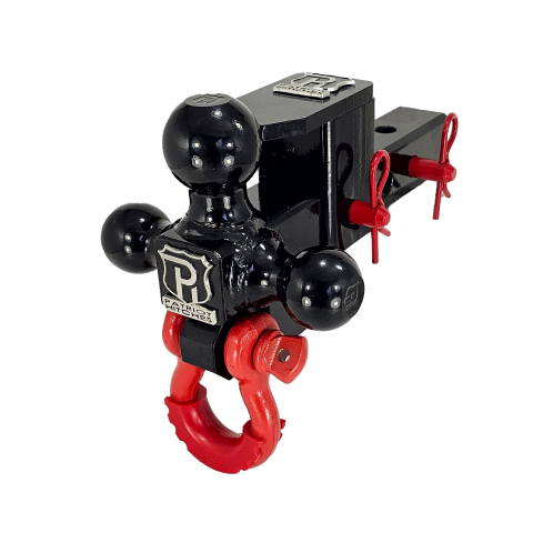 The Captain 5 in 1 - Patriot Hitches 5-Way 3-Ball Mount for 2" Hitches - The Captain - 30K – Red Accent (Black Gloss)
