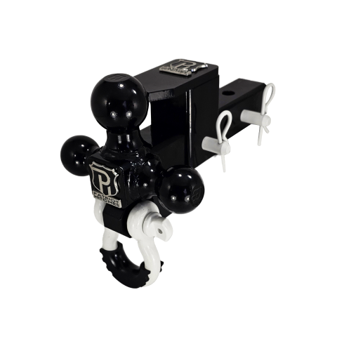 The Captain 5 in 1 - Patriot Hitches 5-Way 3-Ball Mount for 2" Hitches - The Captain - 30K – White Accent (Black Gloss)