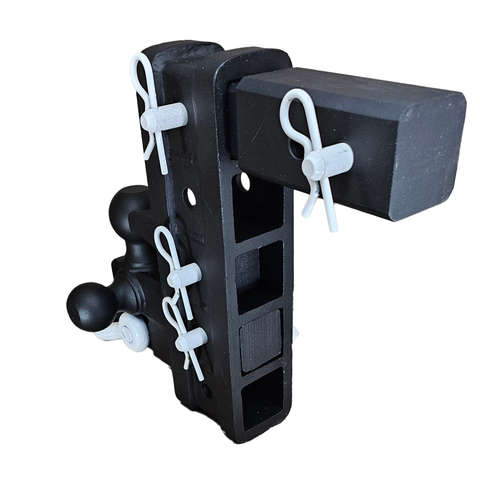 The Patriot - Patriot Hitches 8-Way 3-Ball Mount w/ Adjustable Stacked Receivers – 2-1/2" Hitch – 25K – White Accent