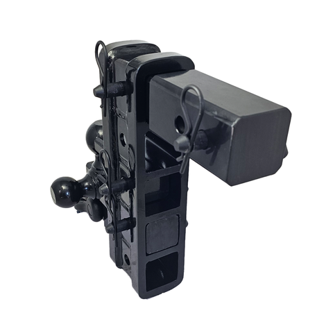 The Patriot - Patriot Hitches 8-Way 3-Ball Mount w/ Adjustable Stacked Receivers – 2-1/2" Hitch – 25K – Black Texture Accent (Black Gloss)
