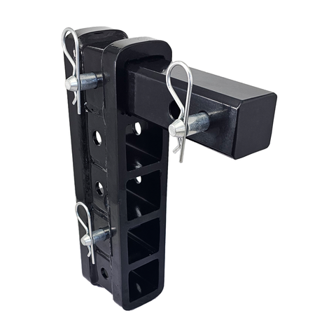 The Major - Patriot Hitches Adjustable Drop/Rise Hitch Stacked Receivers for 2" Hitches - 10" Drop/Rise – 25k - Silver Accent (Black Gloss)