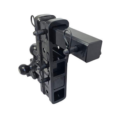 The Patriot - Patriot Hitches 8-Way 3-Ball Mount w/ Adjustable Stacked Receivers - 2" Hitch – 25K – Texture Accent (Black Gloss)