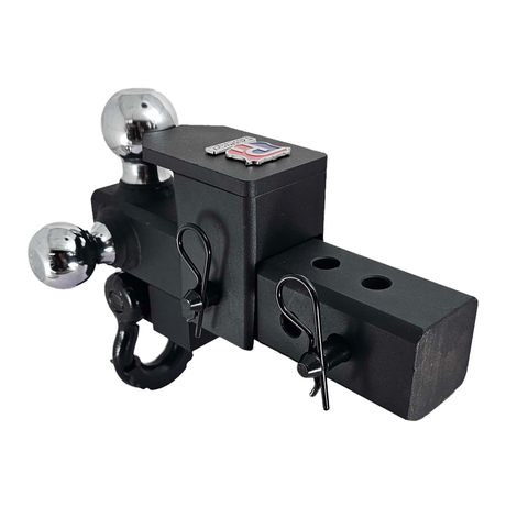 The Captain 5 in 1 - Patriot Hitches 5-Way 3-Ball Mount for 2-1/2" Hitches - The Captain - 30K – Black Gloss Accent (Texture Chrome)