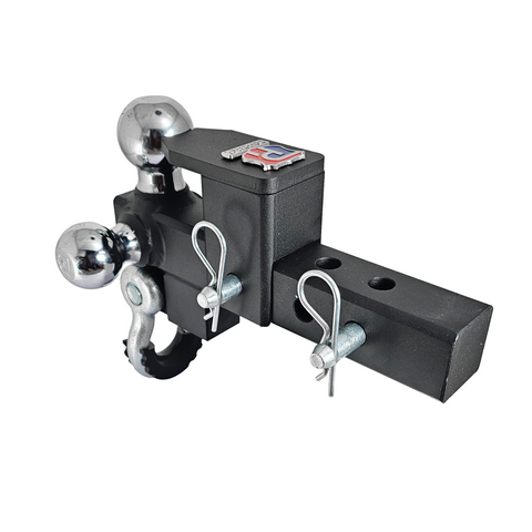 The Captain 5 in 1 - Patriot Hitches 5-Way 3-Ball Mount for 2" Hitches - The Captain - 30K – Silver Accent (Texture Chrome)