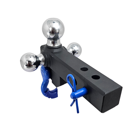 The Captain 4 in 1 - Patriot Hitches 4-Way 3-Ball Mount for 2" Hitches - The Captain - 30K - Blue Accent (Texture Chrome)