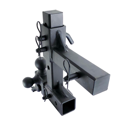 The Commander - Patriot Hitches 2" Adjustable Drop Hitch Adapter - 11" Rise/Drop - 10K w/ 4-Way 3-Ball Mount - Black Texture Accent