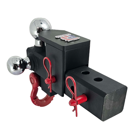 The Captain 5 in 1 - Patriot Hitches 5-Way 3-Ball Mount for 2-1/2" Hitches - The Captain - 30K – Red Accent (Texture Chrome)