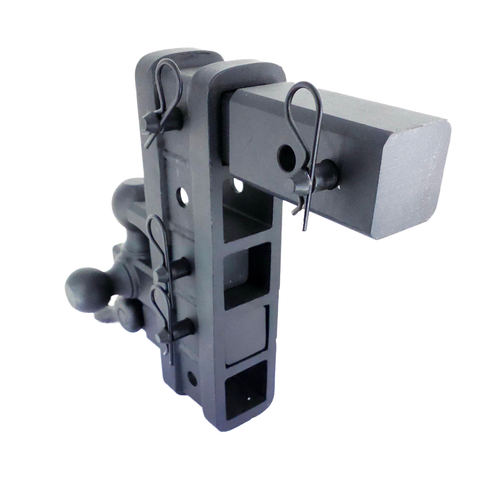 The Patriot - Patriot Hitches 8-Way 3-Ball Mount w/ Adjustable Stacked Receivers – 2-1/2" Hitch – 25K – Black Texture Accent