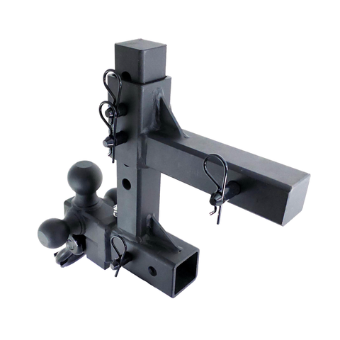 The Commander - Patriot Hitches 2" Adjustable Drop Hitch Adapter - 11" Rise/Drop - 10K w/ 4-Way 3-Ball Mount - Black Gloss Accent