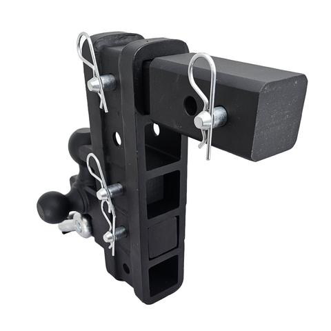 The Patriot - Patriot Hitches 8-Way 3-Ball Mount w/ Adjustable Stacked Receivers – 2-1/2" Hitch – 25K – Silver Accent