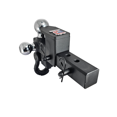 The Captain 5 in 1 - Patriot Hitches 5-Way 3-Ball Mount for 2" Hitches - The Captain - 30K – Black Texture Accent (Texture Chrome)