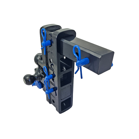 The Patriot - Patriot Hitches 8-Way 3-Ball Mount w/ Adjustable Stacked Receivers - 2" Hitch – 25K – Blue Accent (Black Gloss)