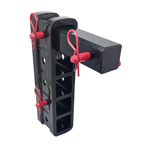 The Major - Patriot Hitches Adjustable Drop/Rise Hitch Stacked Receivers for 2" Hitches - 10" Drop/Rise – 25k - Red Accent (Black Gloss)
