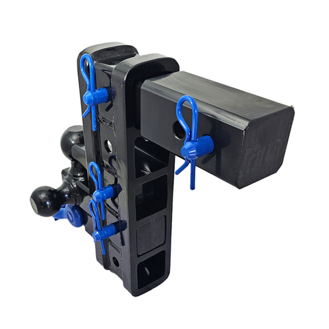 The Patriot - Patriot Hitches 8-Way 3-Ball Mount w/ Adjustable Stacked Receivers – 2-1/2" Hitch – 25K – Blue Accent (Black Gloss)