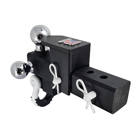 The Captain 5 in 1 - Patriot Hitches 5-Way 3-Ball Mount for 2-1/2" Hitches - The Captain - 30K – White Accent (Texture Chrome)