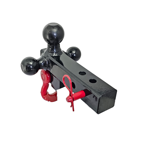 The Captain 4 in 1 - Patriot Hitches 4-Way 3-Ball Mount for 2" Hitches - The Captain - 30K - Red Accent (Black Gloss)