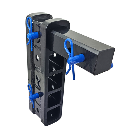 The Major - Patriot Hitches Adjustable Drop/Rise Hitch Stacked Receivers for 2" Hitches - 10" Drop/Rise – 25k - Blue Accent (Black Gloss)