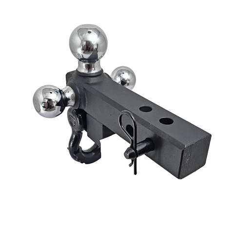 The Captain 4 in 1 - Patriot Hitches 4-Way 3-Ball Mount for 2" Hitches - The Captain - 30K - Black Gloss Accent (Texture Chrome)