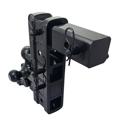 The Patriot - Patriot Hitches 8-Way 3-Ball Mount w/ Adjustable Stacked Receivers – 2-1/2" Hitch – 25K – Black Gloss Accent (Black Gloss)