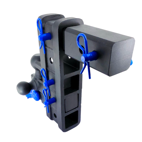 The Patriot - Patriot Hitches 8-Way 3-Ball Mount w/ Adjustable Stacked Receivers – 2-1/2" Hitch – 25K – Blue Accent