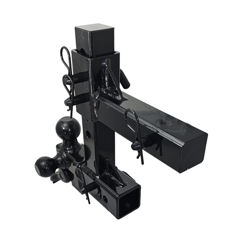The Commander - Patriot Hitches 2" Adjustable Drop Hitch Adapter - 11" Rise/Drop - 10K w/ 4-Way 3-Ball Mount - Black Gloss Accent (Black Gloss)