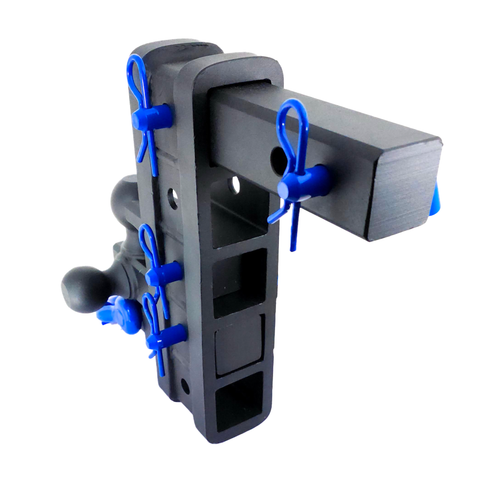 The Patriot - Patriot Hitches 8-Way 3-Ball Mount w/ Adjustable Stacked Receivers - 2" Hitch – 25K – Blue Accent