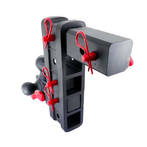The Patriot - Patriot Hitches 8-Way 3-Ball Mount w/ Adjustable Stacked Receivers – 2-1/2" Hitch – 25K – Red Accent