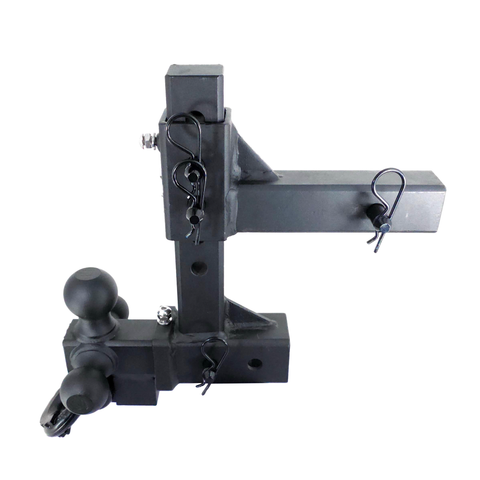 The Commander - Patriot Hitches 2" Adjustable Drop Hitch Adapter - 11" Rise/Drop - 10K w/ 4-Way 3-Ball Mount - Black Gloss Accent